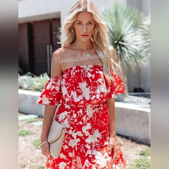 Floral High Low Off The Shoulder Maxi Dress - Picture 6 of 11